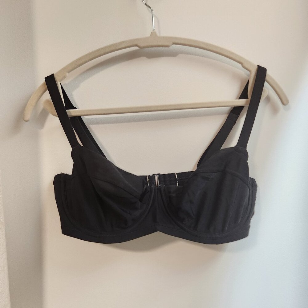 Aerie Unlined Underwire Bikini Top True Black 34DDD - Picture 3 of 5